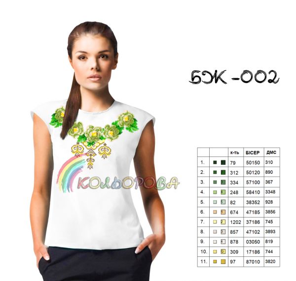 Блузка жіноча без рукавів №2 (заготовка не пошита)