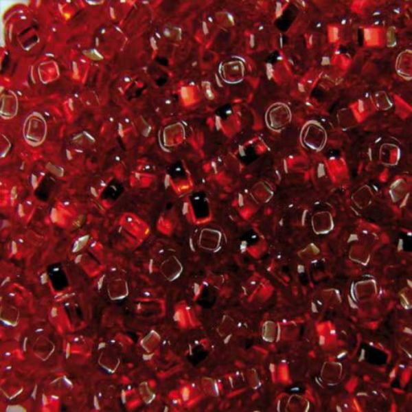 Бісер Чеський № 97090 Прозорий червоний зі срібною серединкою