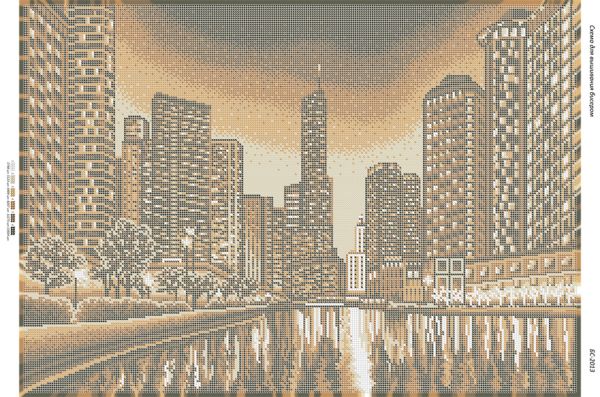 Схема для вишивкиНічне місто (золото)