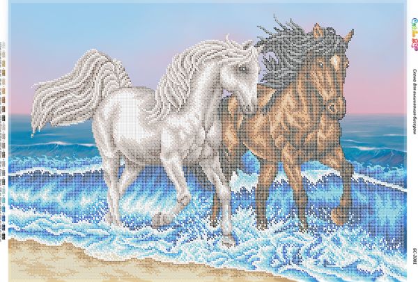 Схема для вишивки Коні біля моря