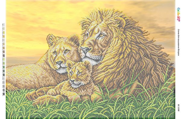 Схема для вишивки Родина левів І (част. виш.)