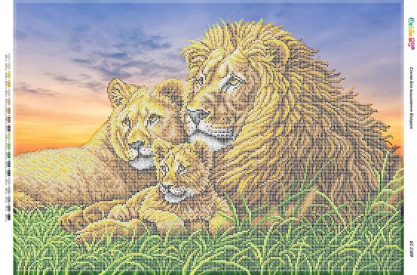 Схема для вишивки Родина левів ІІ (част. виш.)
