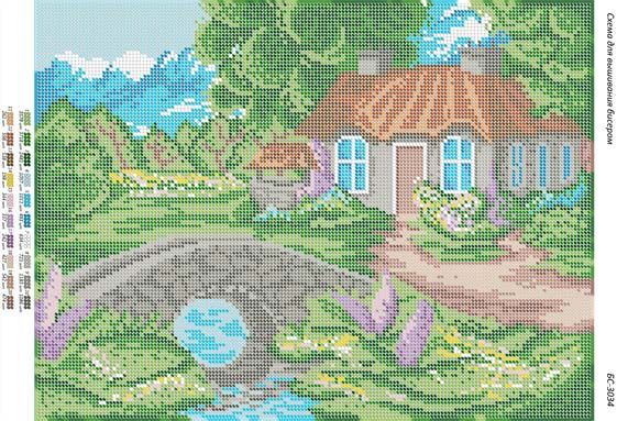 Схема для вишивки Будиночек біля струмка