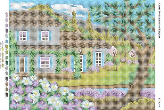 Схема для вишивки Котедж в саду