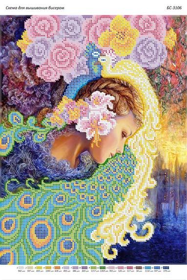 Схема для вишивки Дівчина з павичами