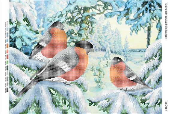 Схема для вишивки Снегири