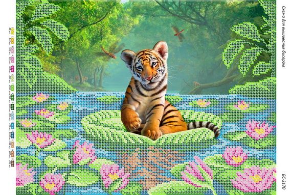 Схема для вишивки Тигреня на лататтю