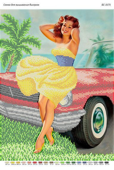 Схема для вишивки Дівчина у стилі Пін -Ап