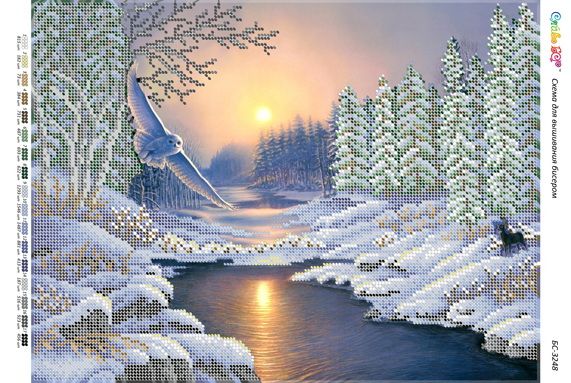 Схема для вишивки Зимовий пейзаж  (част.виш.)