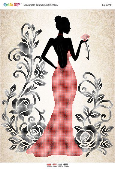 Схема для вишивки Дівчина в червоному ІІІ  (част. виш.)