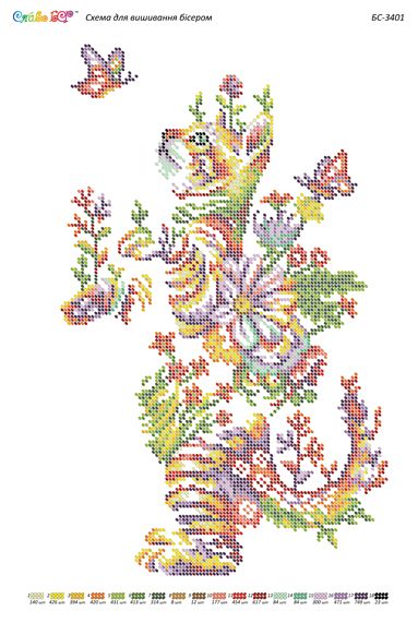 Схема для вишивки Котик з квітів (част. виш.)