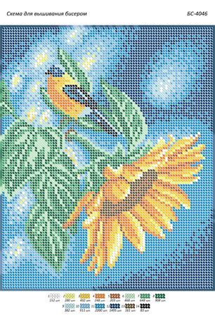 Схема для вишивки Синичка на соняшнику