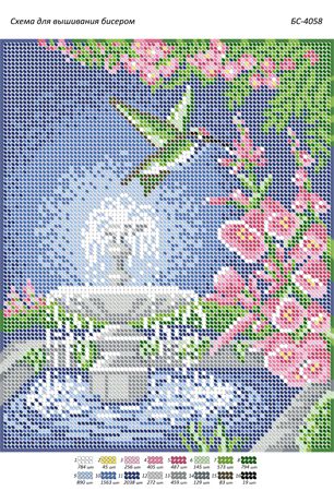 Схема для вишивки Колібрі у саду