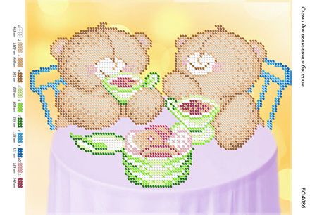 Схема для вишивки Ведмедики з чаєм