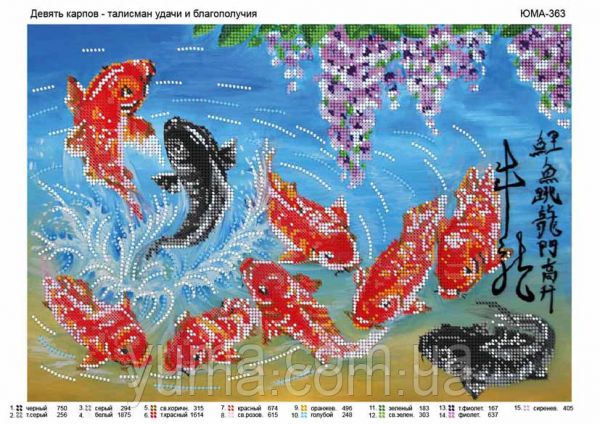 Схема для вишивки Девять Карпов