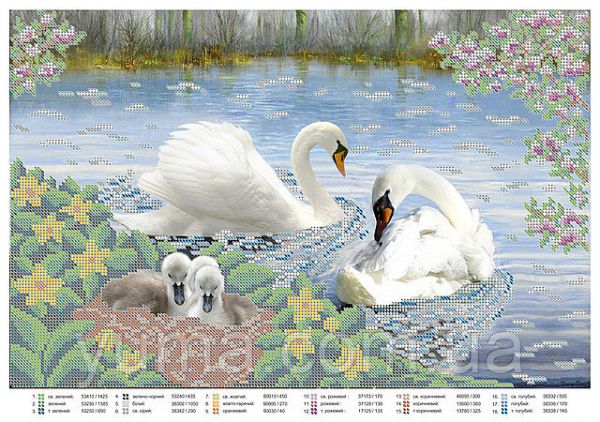 Схема для вишивки часткова  Лебеді