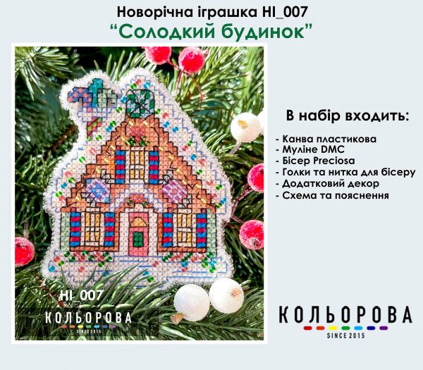 Новорічна іграшка на пластиковій основі  №7 Солодкий будинок