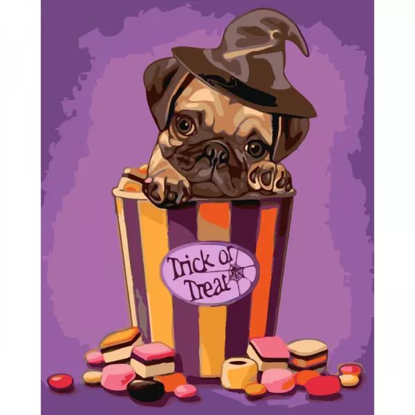 Набір для розпису по номерах Хеловінський мопс