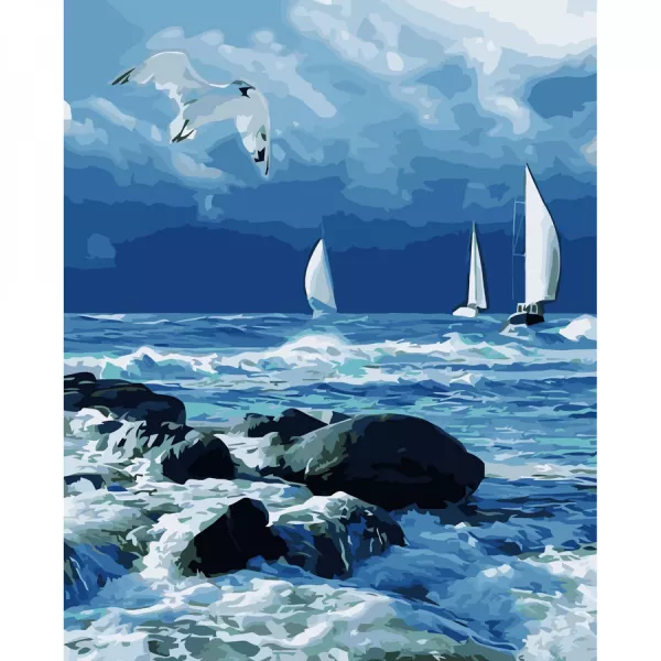 Картина за номерами  Вітрильники на морi