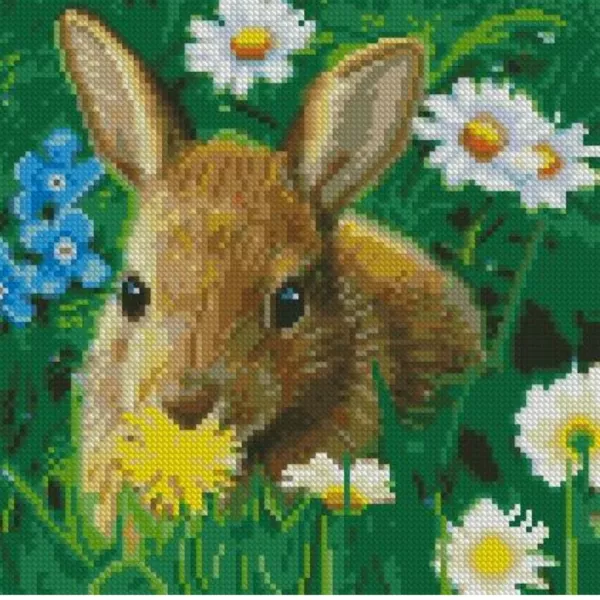 Алмазна мозаїка Зайченя на галявині