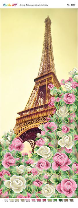 Панно для вишивки  Троянди біля Ейфелевої вежі