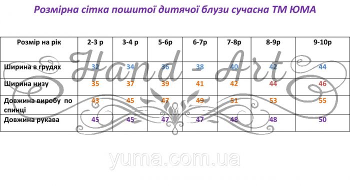 Пошита блуза під вишивку дитяча сучасна №12
