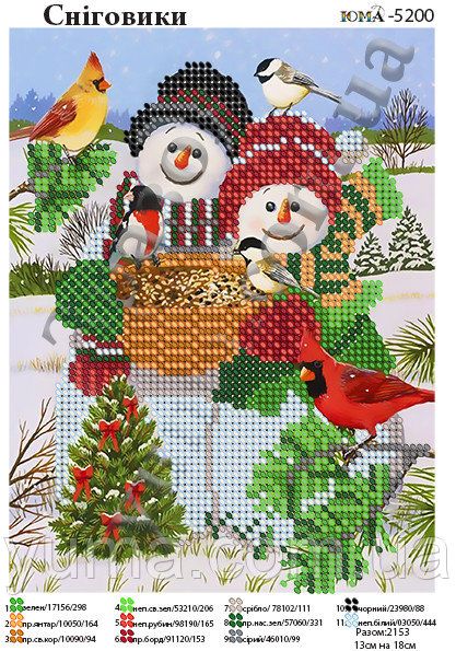Схема для вишивки Сніговики