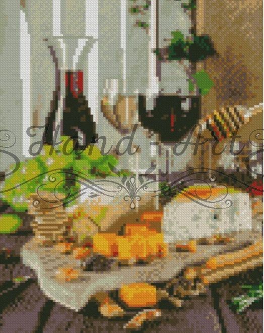 Алмазна мозаїка Вино та сир